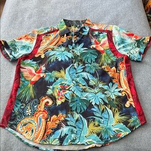 Robert Graham Multicolor Tropical Print Casual Button Down Shirt